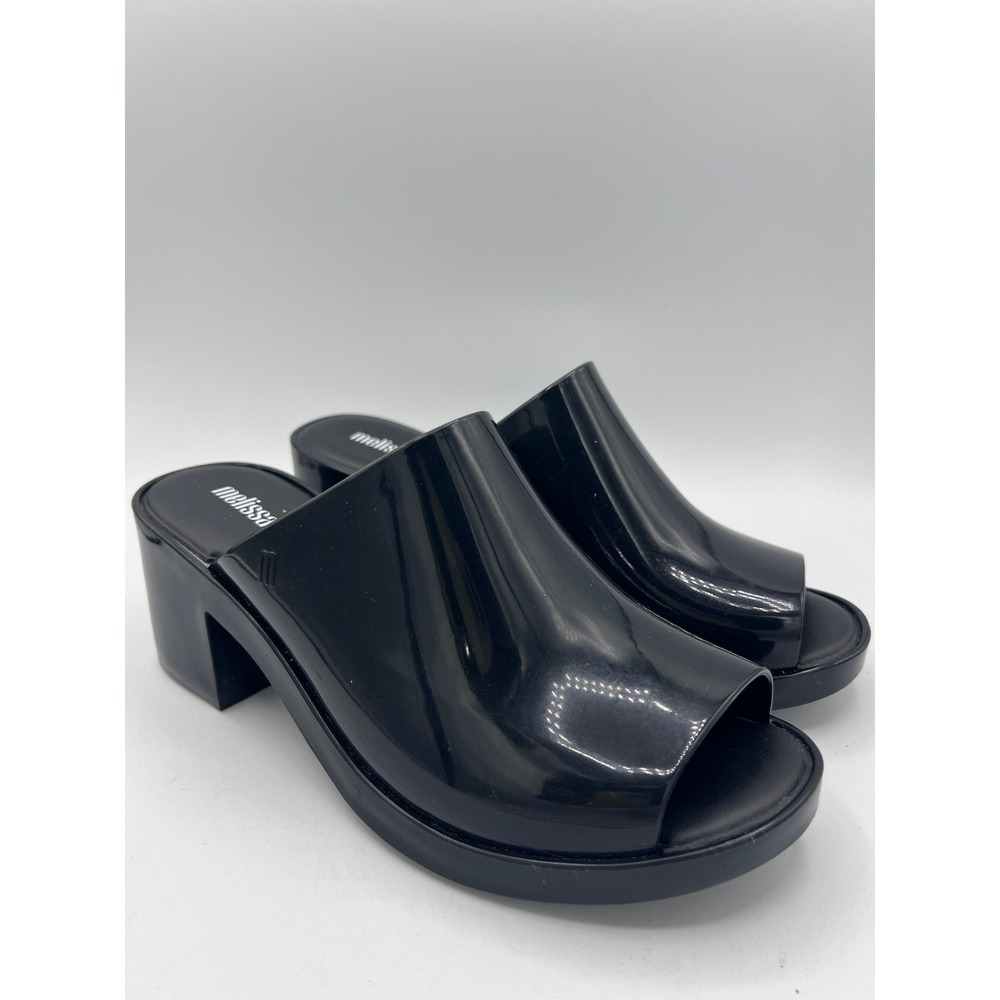 Melissa Shoes Mule II Sandals Womens Size 9 Black Chunky Heel Jelly Chic Comfort